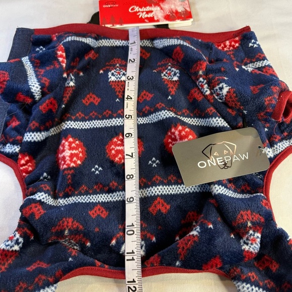 One Paw Holiday Pets' Christmas Fair Isle Pajama / Sweater 1-Piece, Small - Picture 2 of 10
